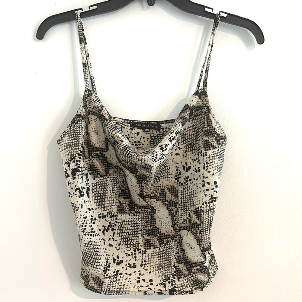 Y2K Kendall & Kylie Size XS Black and Cream Snake Print Cami Tank